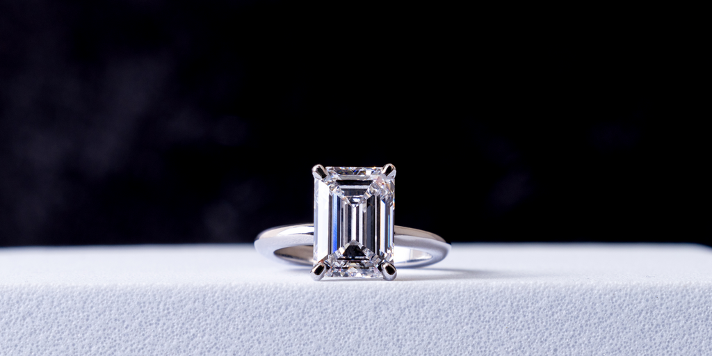 emerald diamond solitaire engagement ring platinum madberet